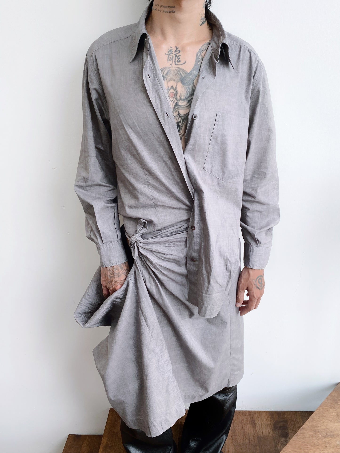 Dries Van Noten – Shirt Dress with Transformable Draping.
