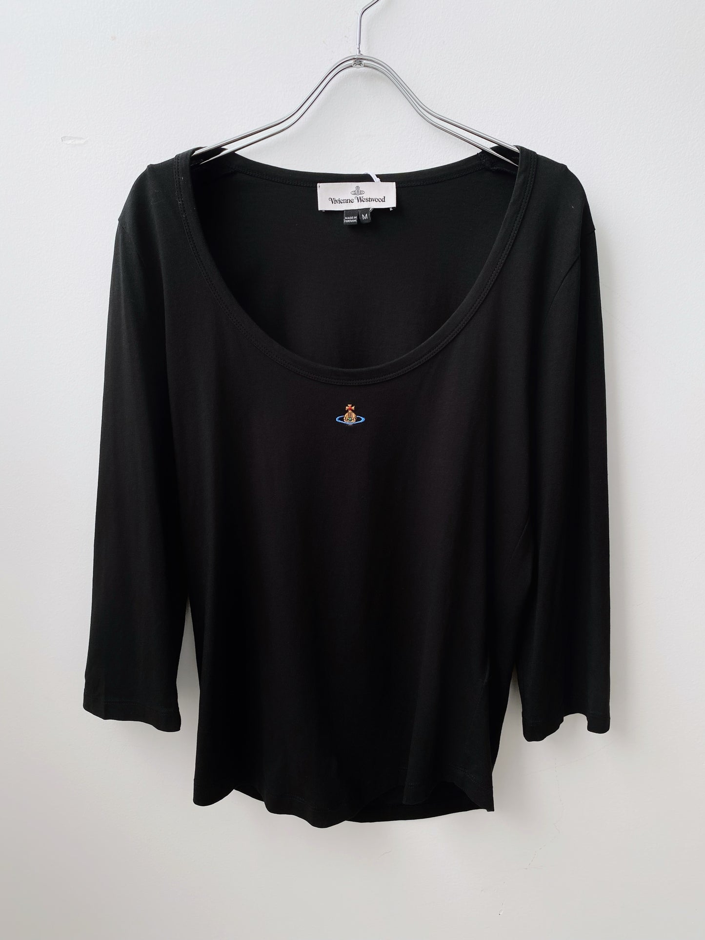 Vivienne Westwood SS2019 – Black Orb Logo Scoop Neck Top.