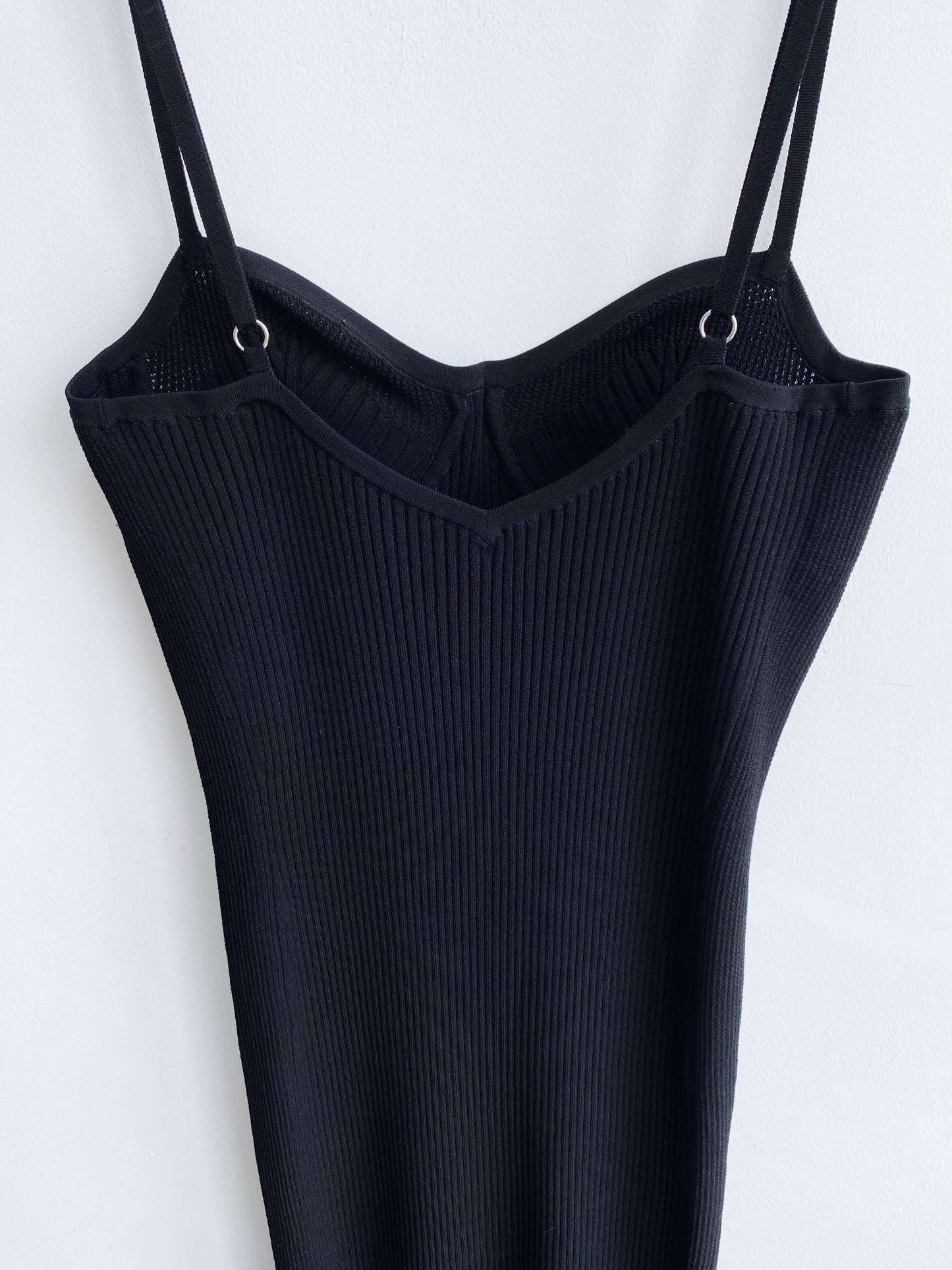 Helmut Lang ribbed knit bodycon dress.