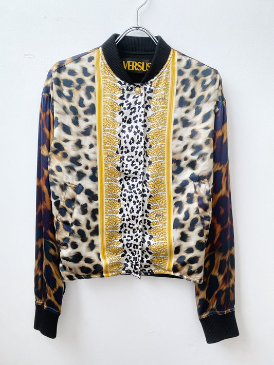 Versus Versace — Leopard Skin Silk Bomber Jacket.