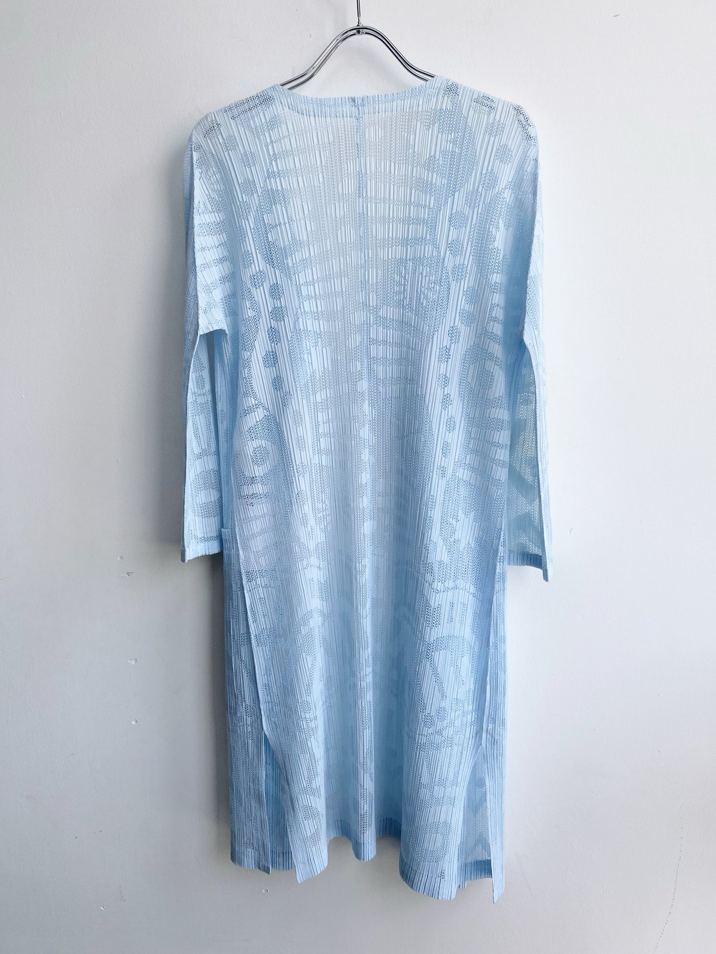 Issey Miyake Pleats Please Spring 2016 Blue Long Cardigan.