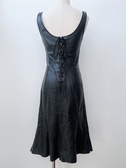 DIESEL LOGO LEATHER DRESS.