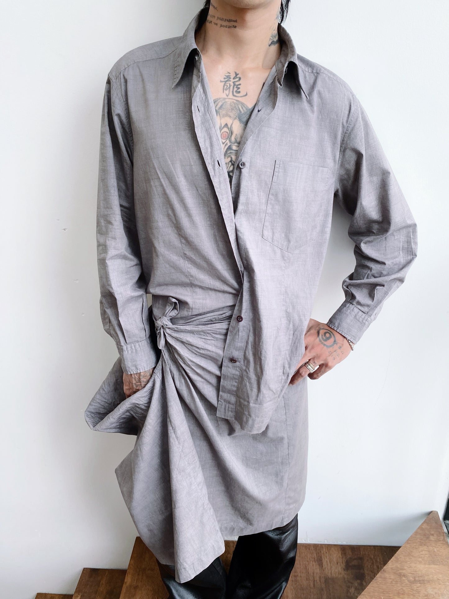 Dries Van Noten – Shirt Dress with Transformable Draping.