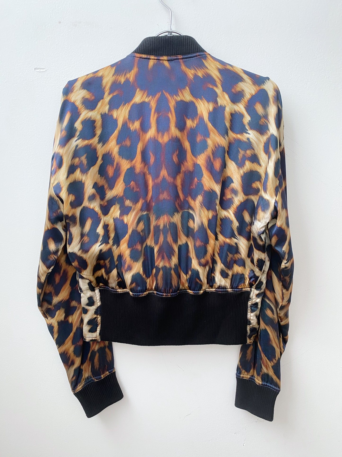 Versus Versace — Leopard Skin Silk Bomber Jacket.