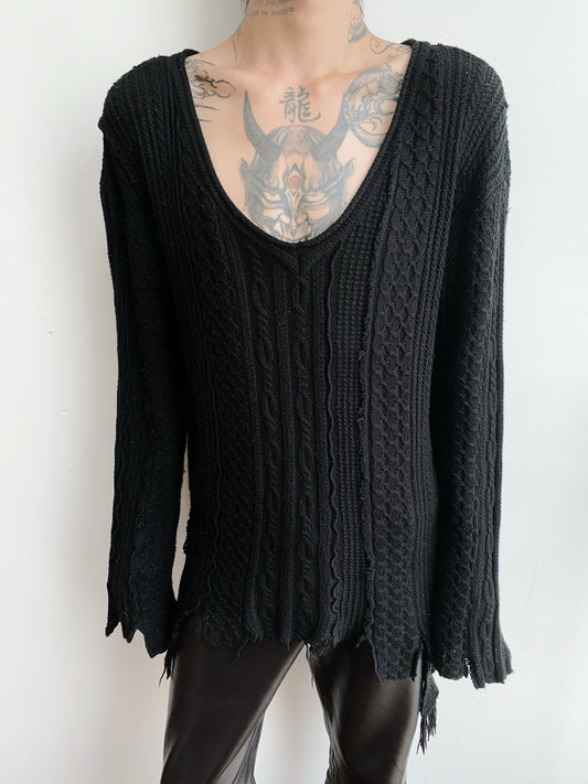 2000s 5351 Pour Les Hommes — Handcrafted Patchwork Knit Long Sleeve.