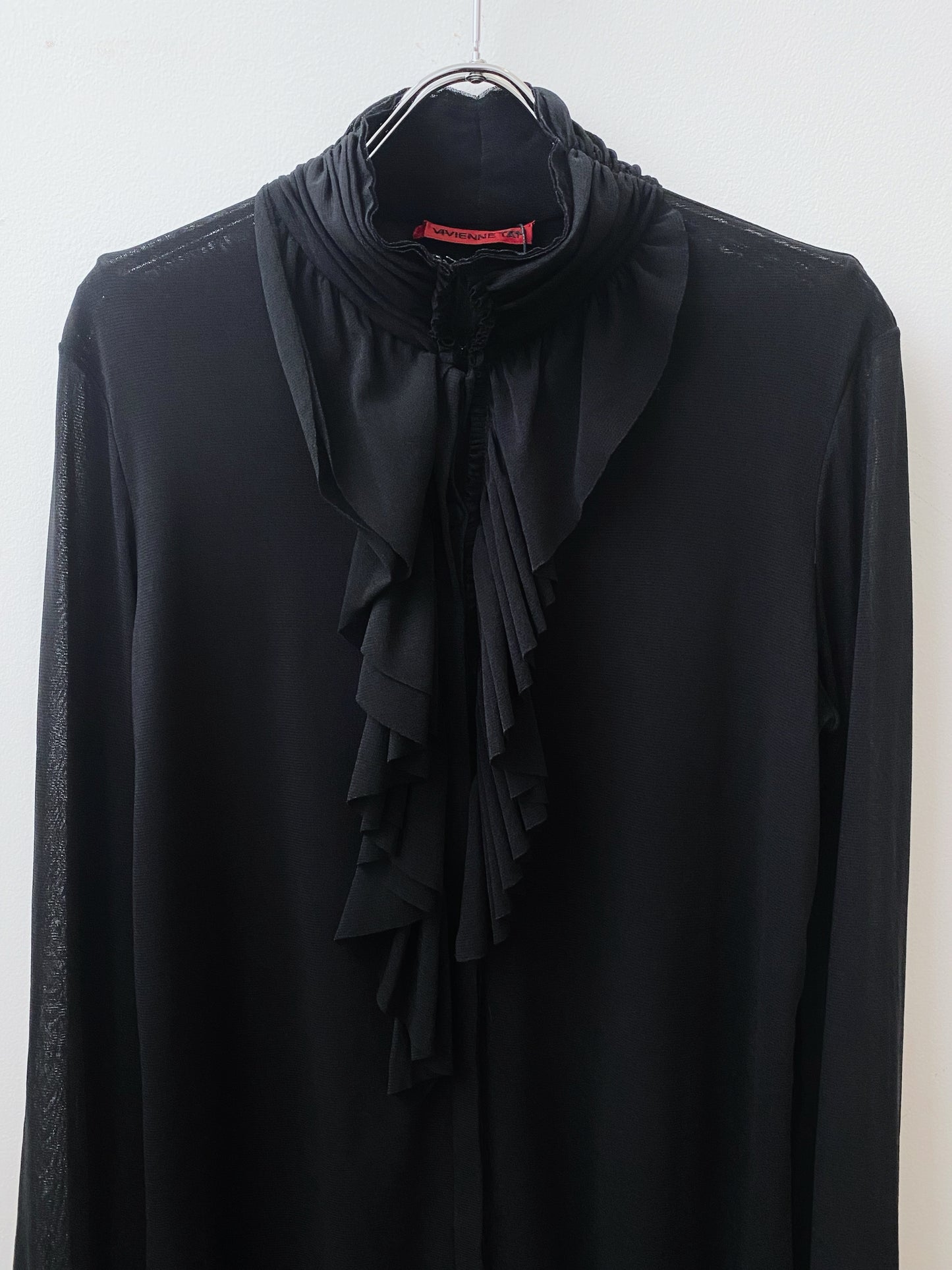 Vivienne Tam Sheer Ruffle Blouse.