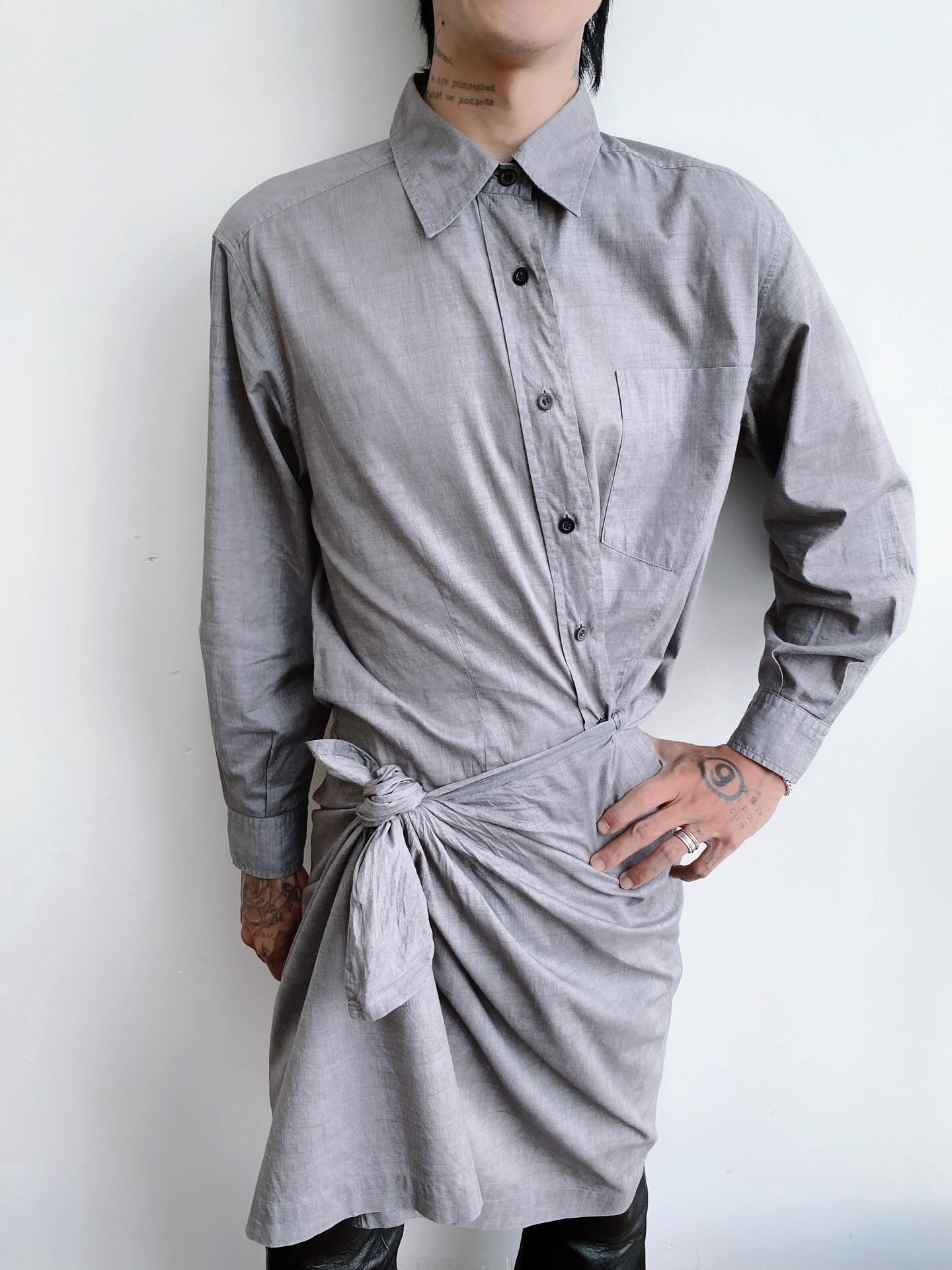 Dries Van Noten – Shirt Dress with Transformable Draping.