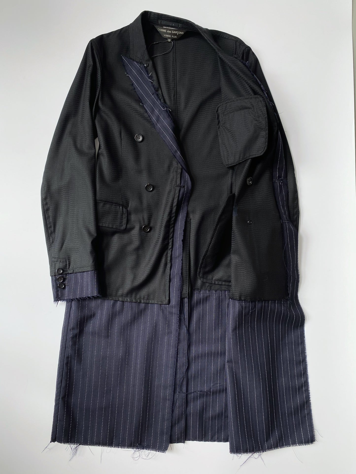 COMME DES GARCONS HOMME PLUS SS2016 DOCKING STRIPE LINES COAT.