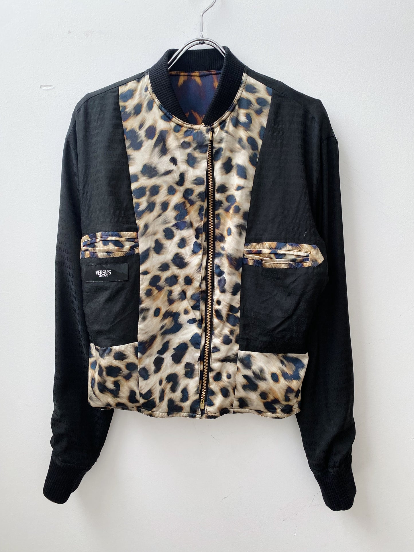 Versus Versace — Leopard Skin Silk Bomber Jacket.