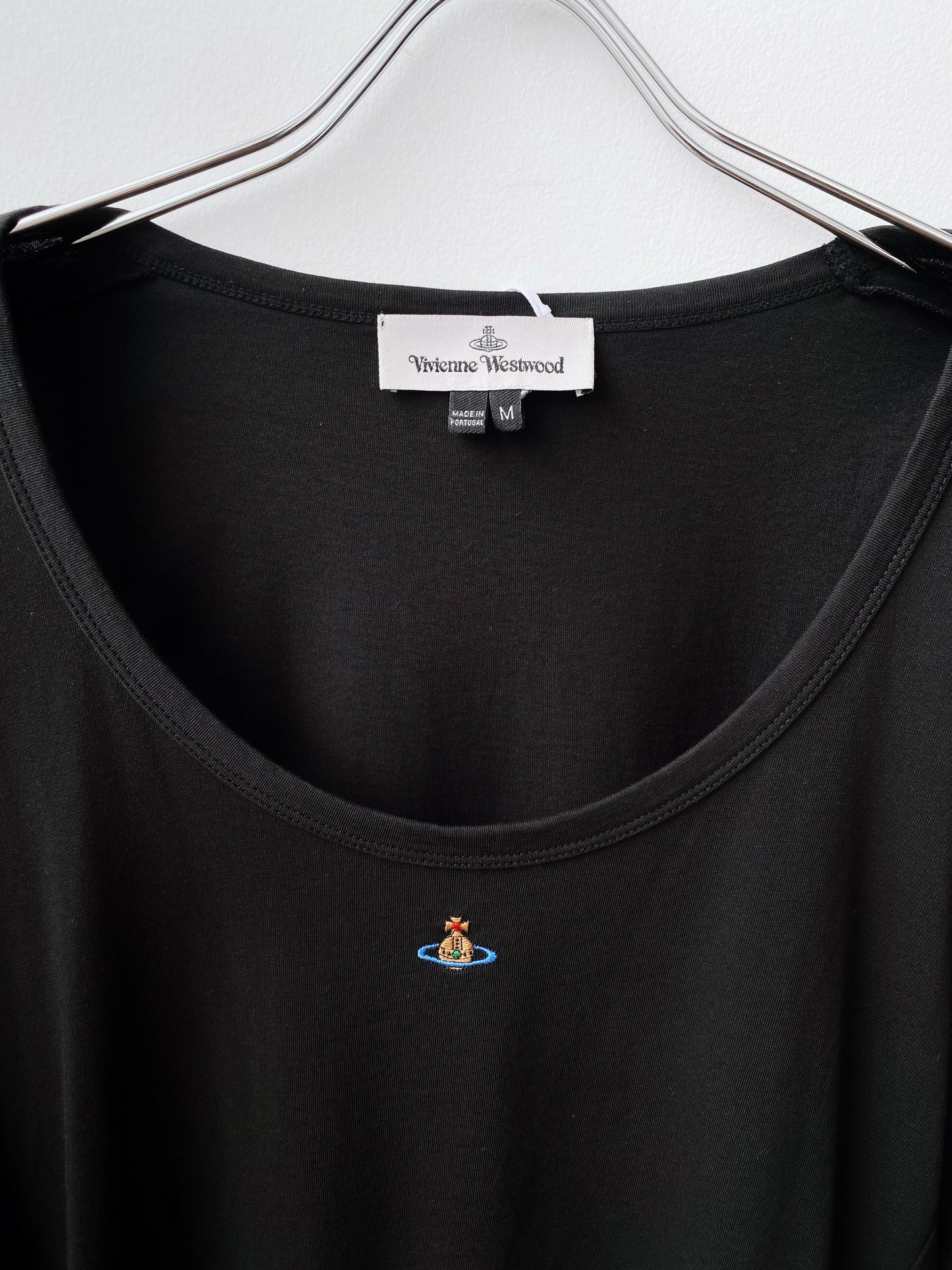 Vivienne Westwood SS2019 – Black Orb Logo Scoop Neck Top.