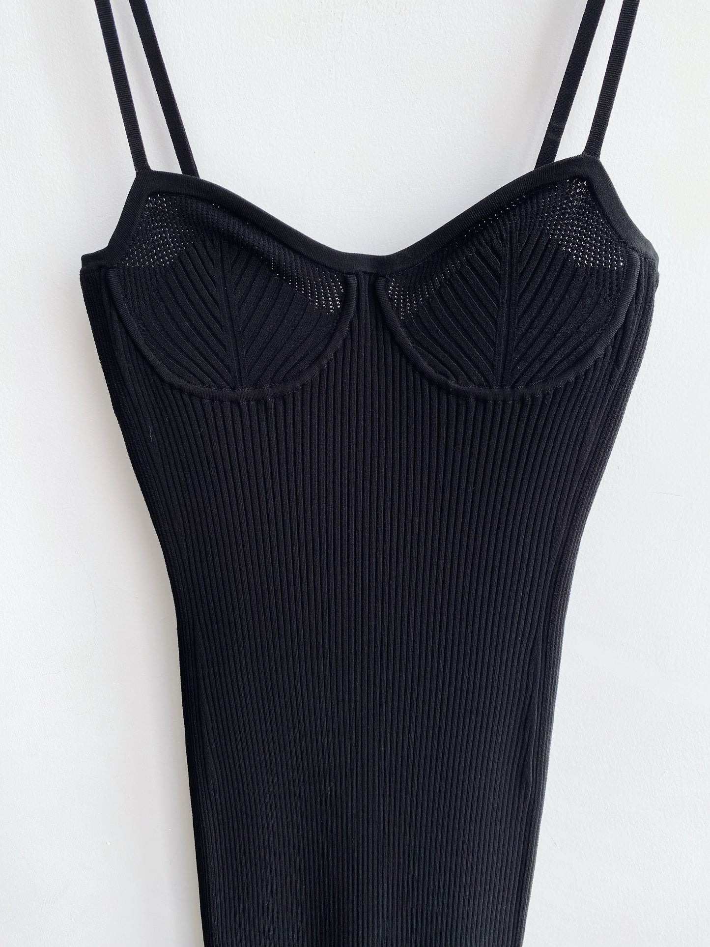 Helmut Lang ribbed knit bodycon dress.
