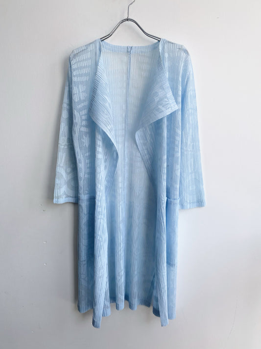 Issey Miyake Pleats Please Spring 2016 Blue Long Cardigan.