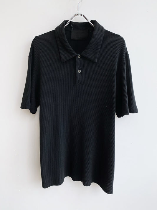 1990s Prada — Black Textured Polo.