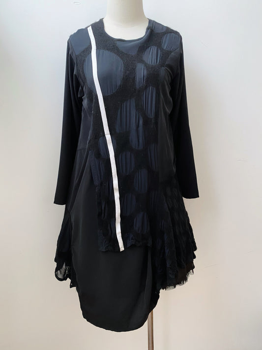 Gomme – Asymmetrical Polka Dots Patchwork Dress.