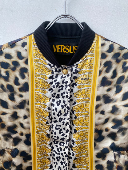 Versus Versace — Leopard Skin Silk Bomber Jacket.