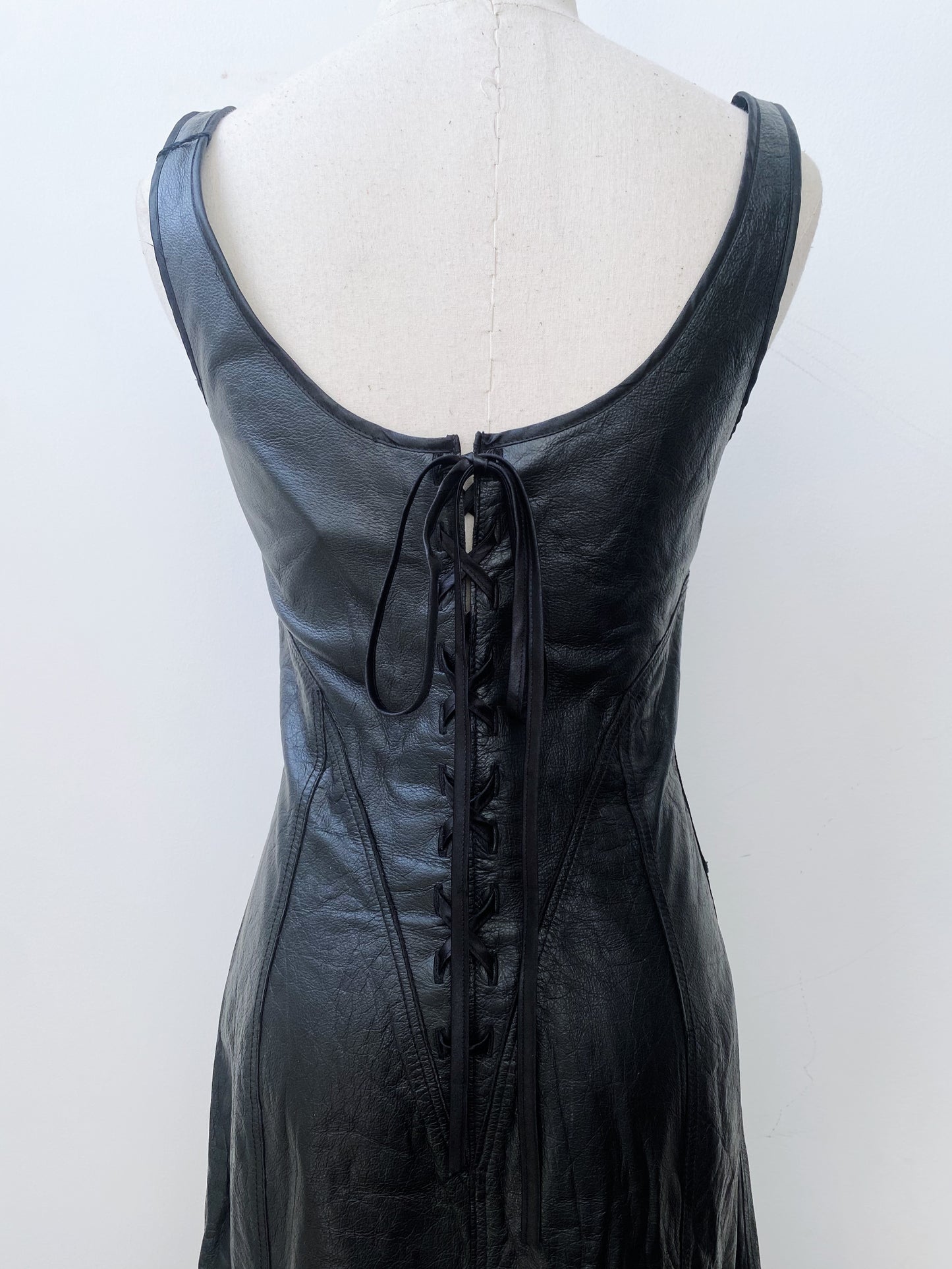 DIESEL LOGO LEATHER DRESS.