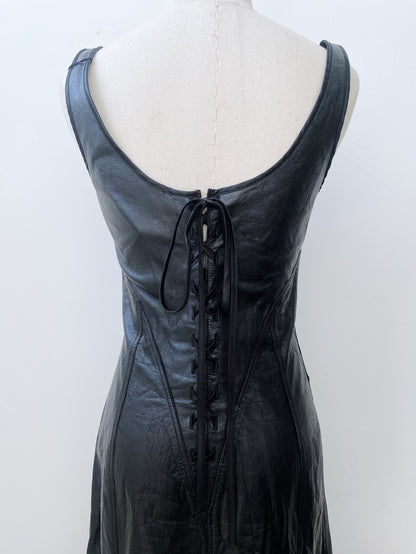 DIESEL LOGO LEATHER DRESS.