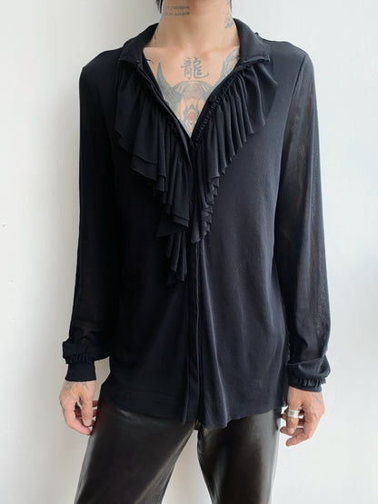 Vivienne Tam Sheer Ruffle Blouse.