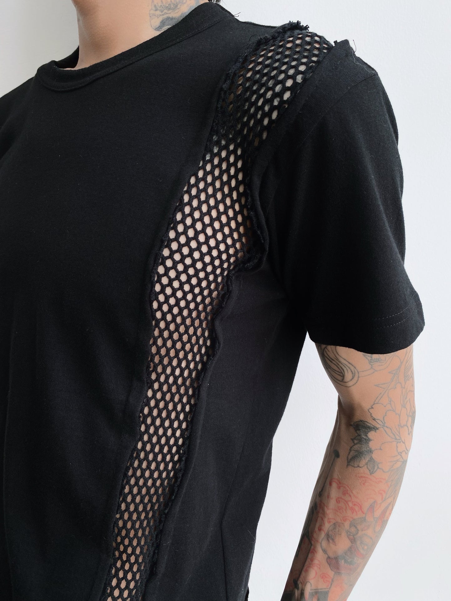 Comme des Garçons SS2007 – Black Deconstructed Mesh T-Shirt.