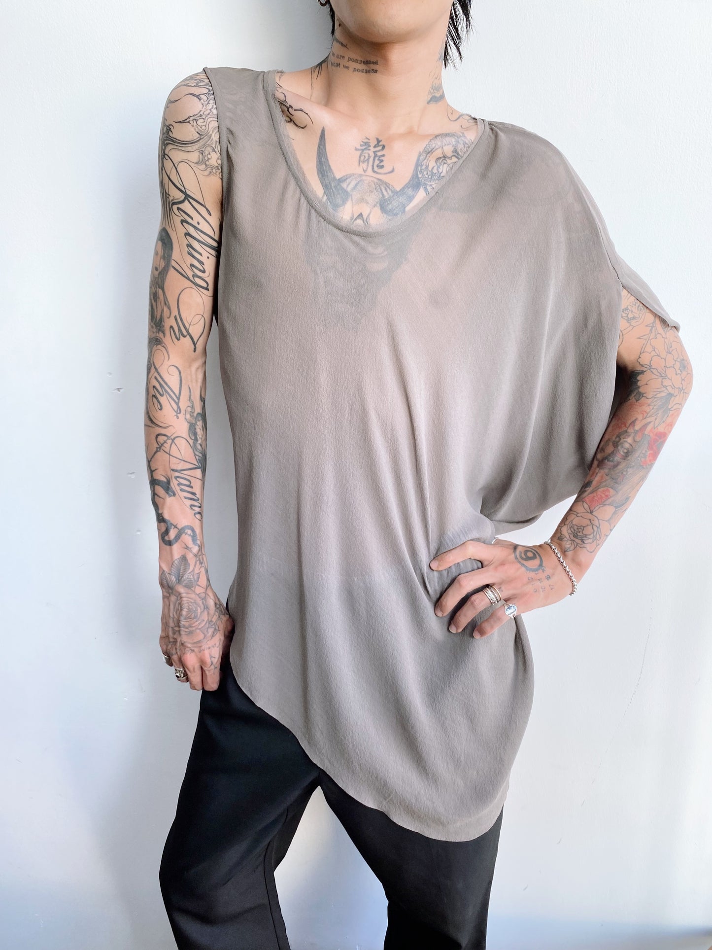 Helmut Lang — Asymmetrical Silk Blouse.