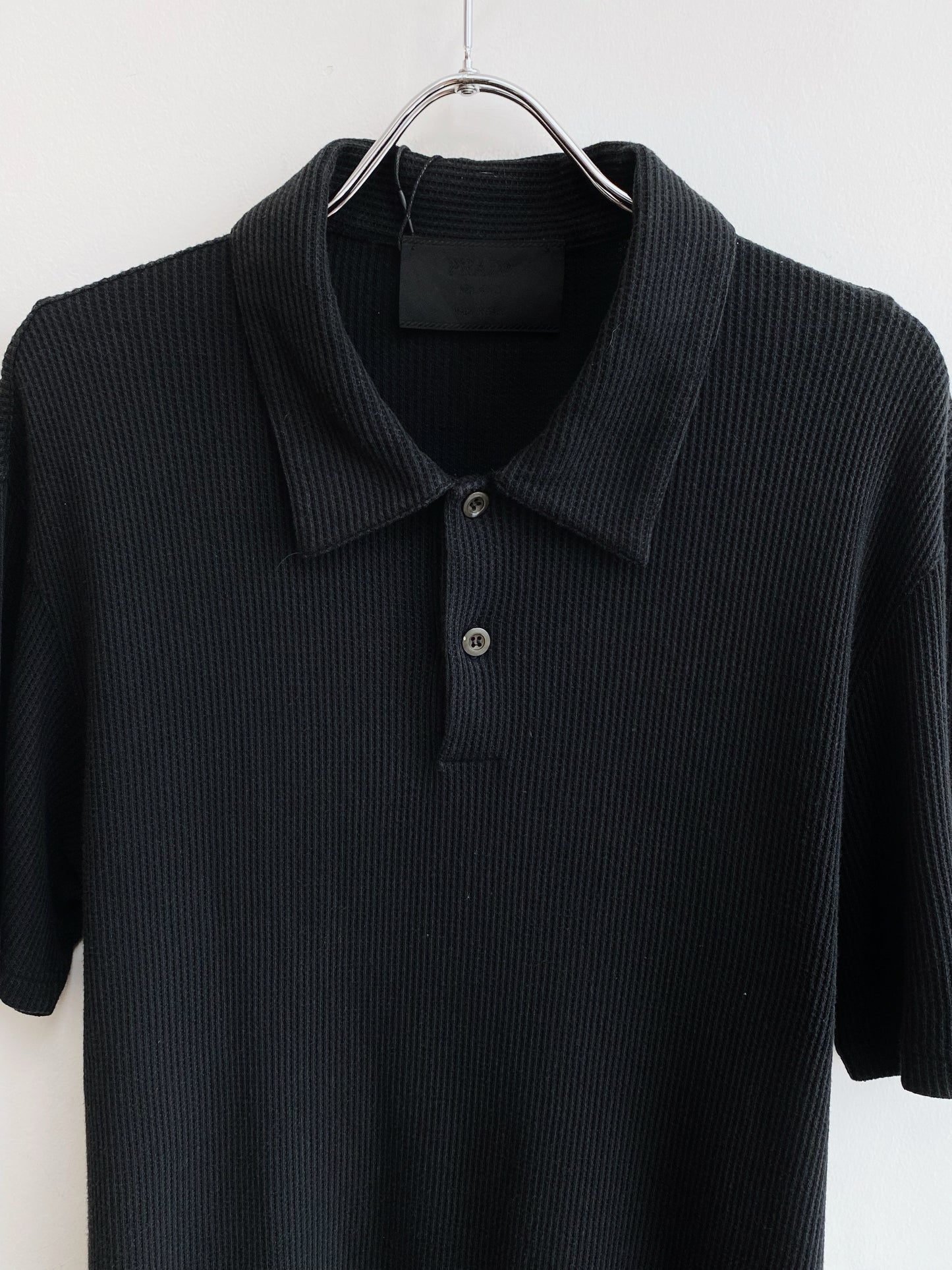 1990s Prada — Black Textured Polo.