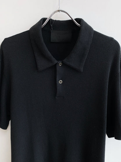 1990s Prada — Black Textured Polo.