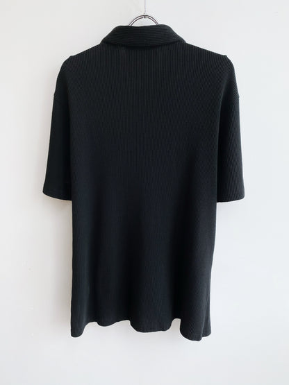 1990s Prada — Black Textured Polo.