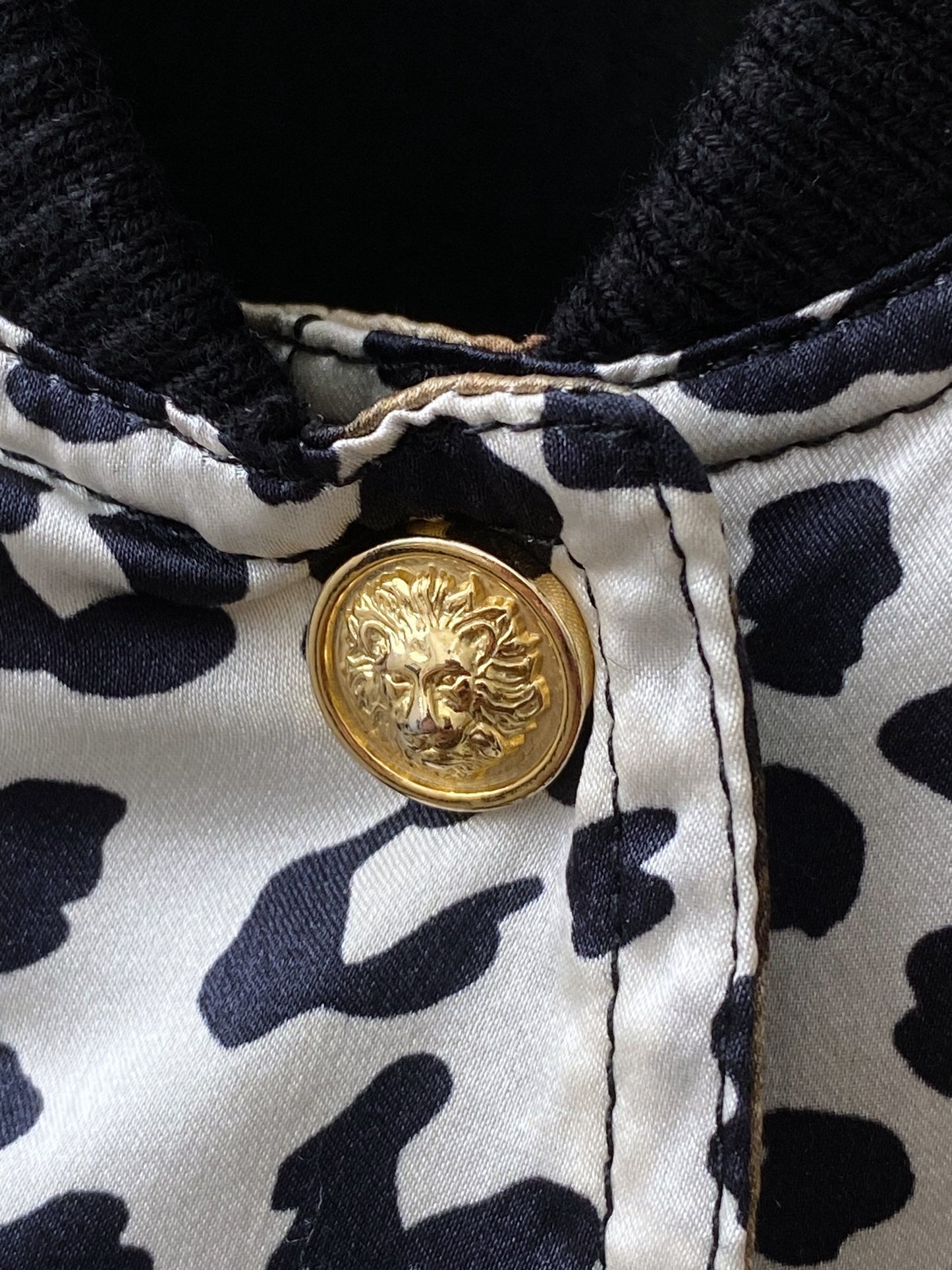 Versus Versace — Leopard Skin Silk Bomber Jacket.