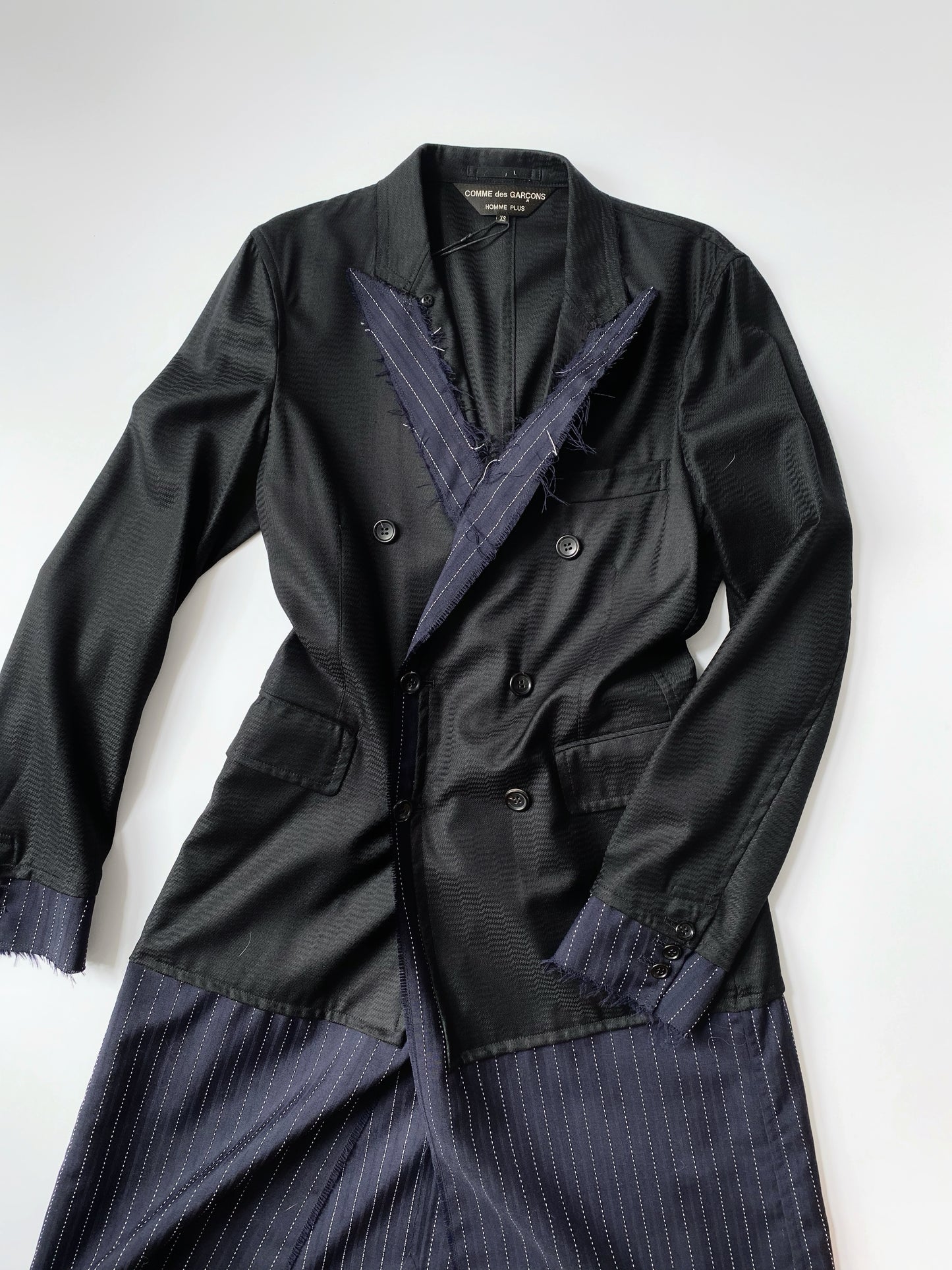 COMME DES GARCONS HOMME PLUS SS2016 DOCKING STRIPE LINES COAT.