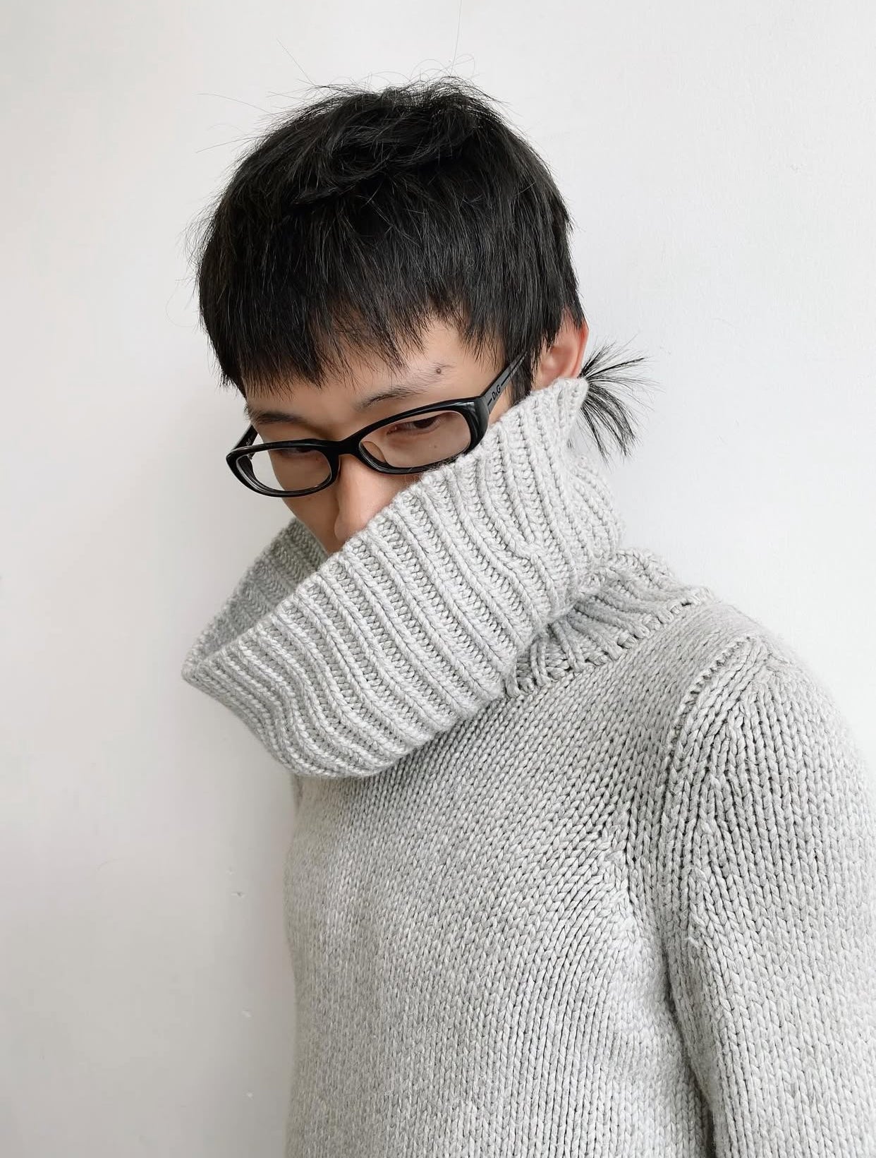 Helmut Lang – Chunky Knit High-Neck Sweater.