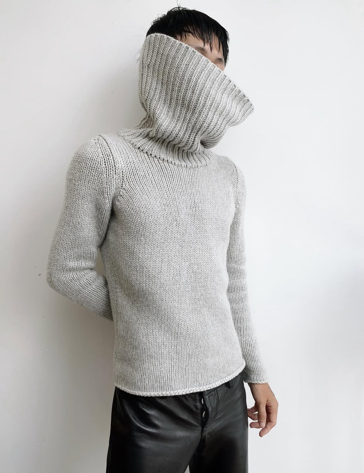 Helmut Lang – Chunky Knit High-Neck Sweater.