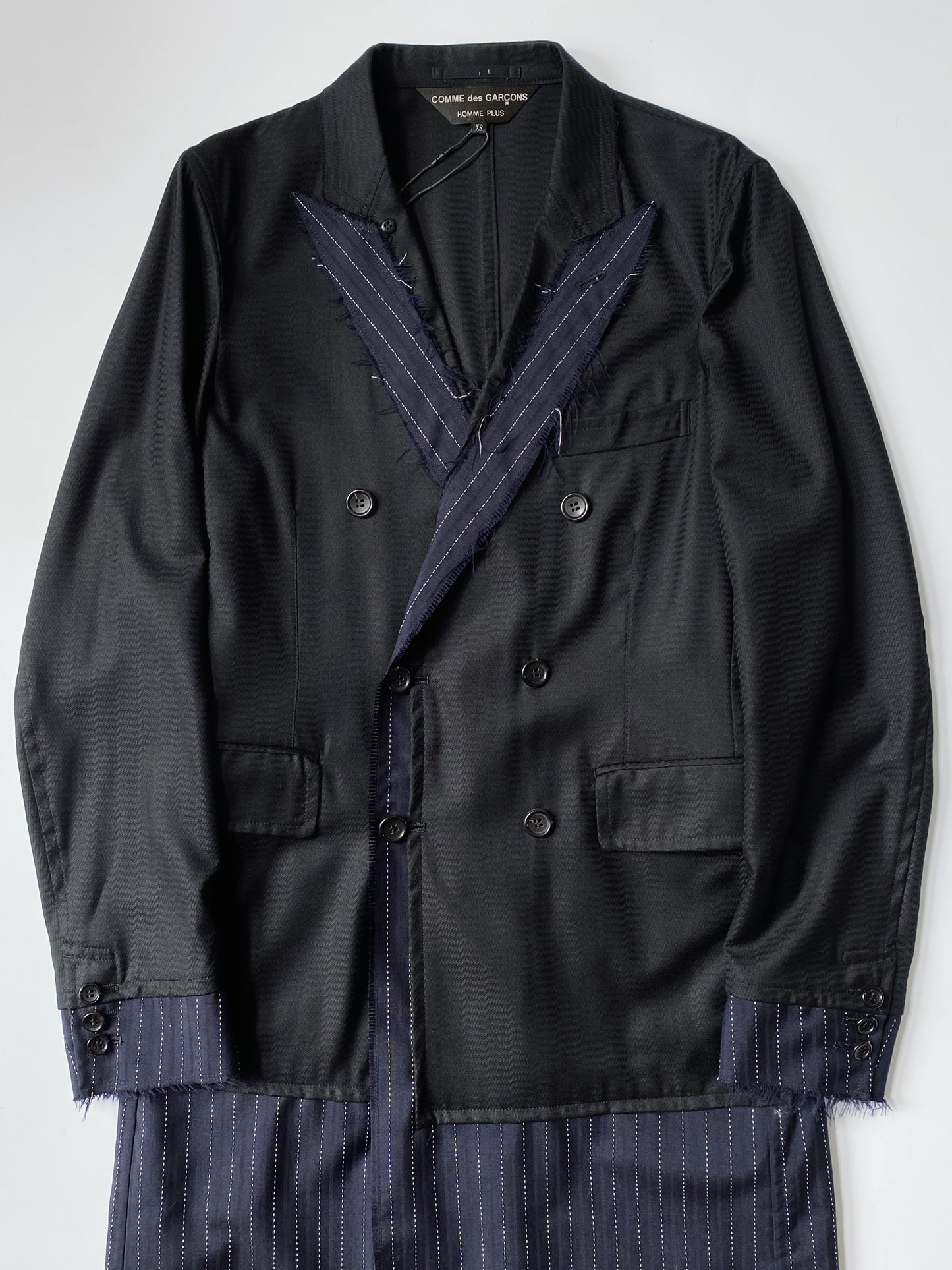 COMME DES GARCONS HOMME PLUS SS2016 DOCKING STRIPE LINES COAT.
