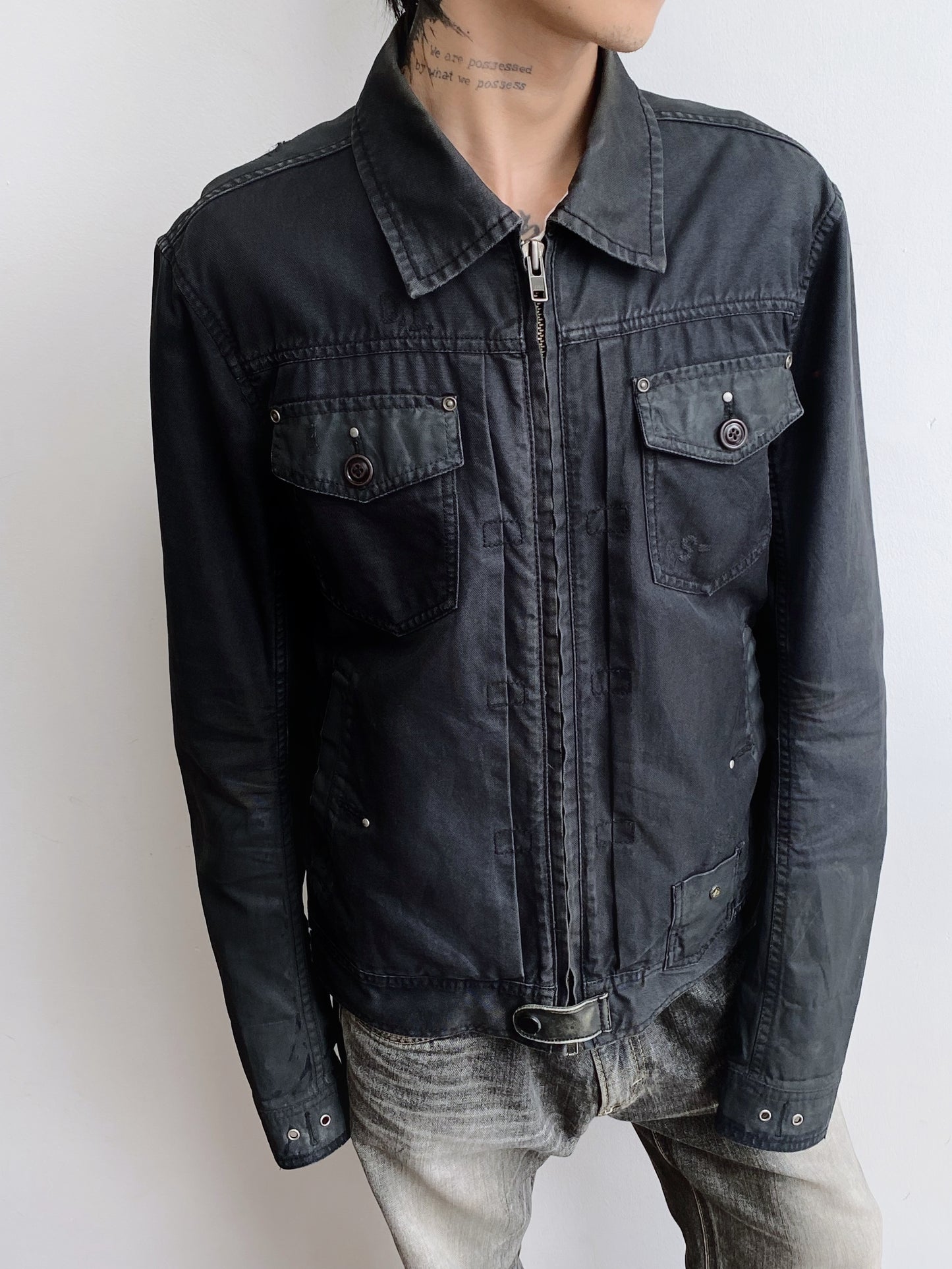 2000s Diesel – 2Way Zip Devastated Jacket.