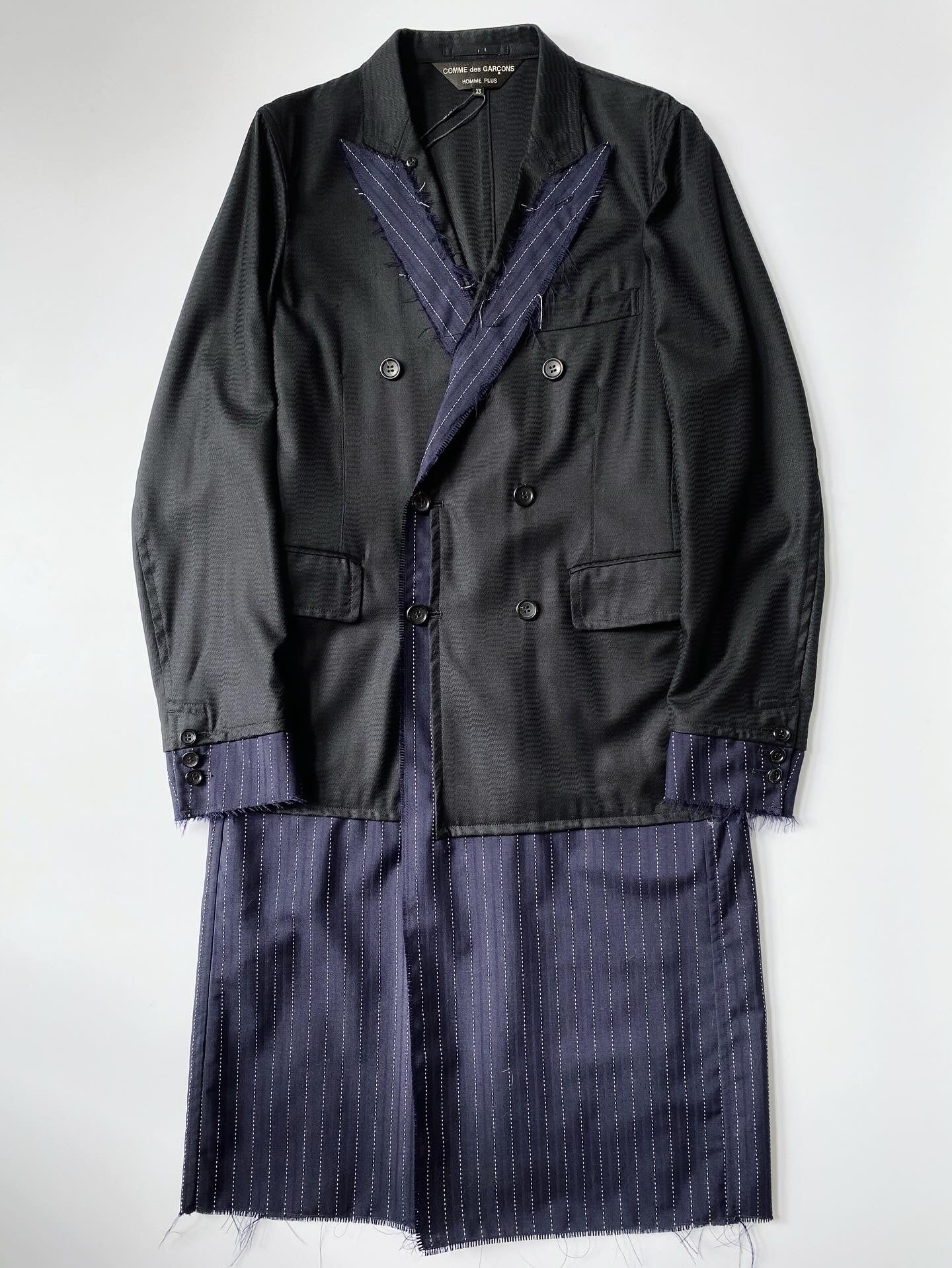 COMME DES GARCONS HOMME PLUS SS2016 DOCKING STRIPE LINES COAT.
