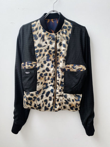 Versus Versace — Leopard Skin Silk Bomber Jacket.