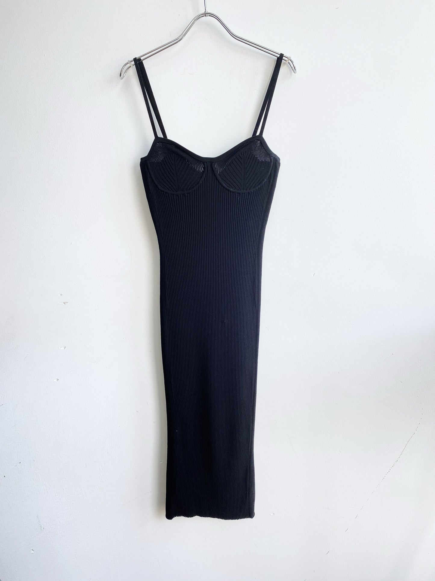 Helmut Lang ribbed knit bodycon dress.