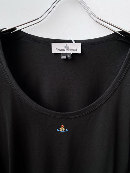 Vivienne Westwood SS2019 – Black Orb Logo Scoop Neck Top.