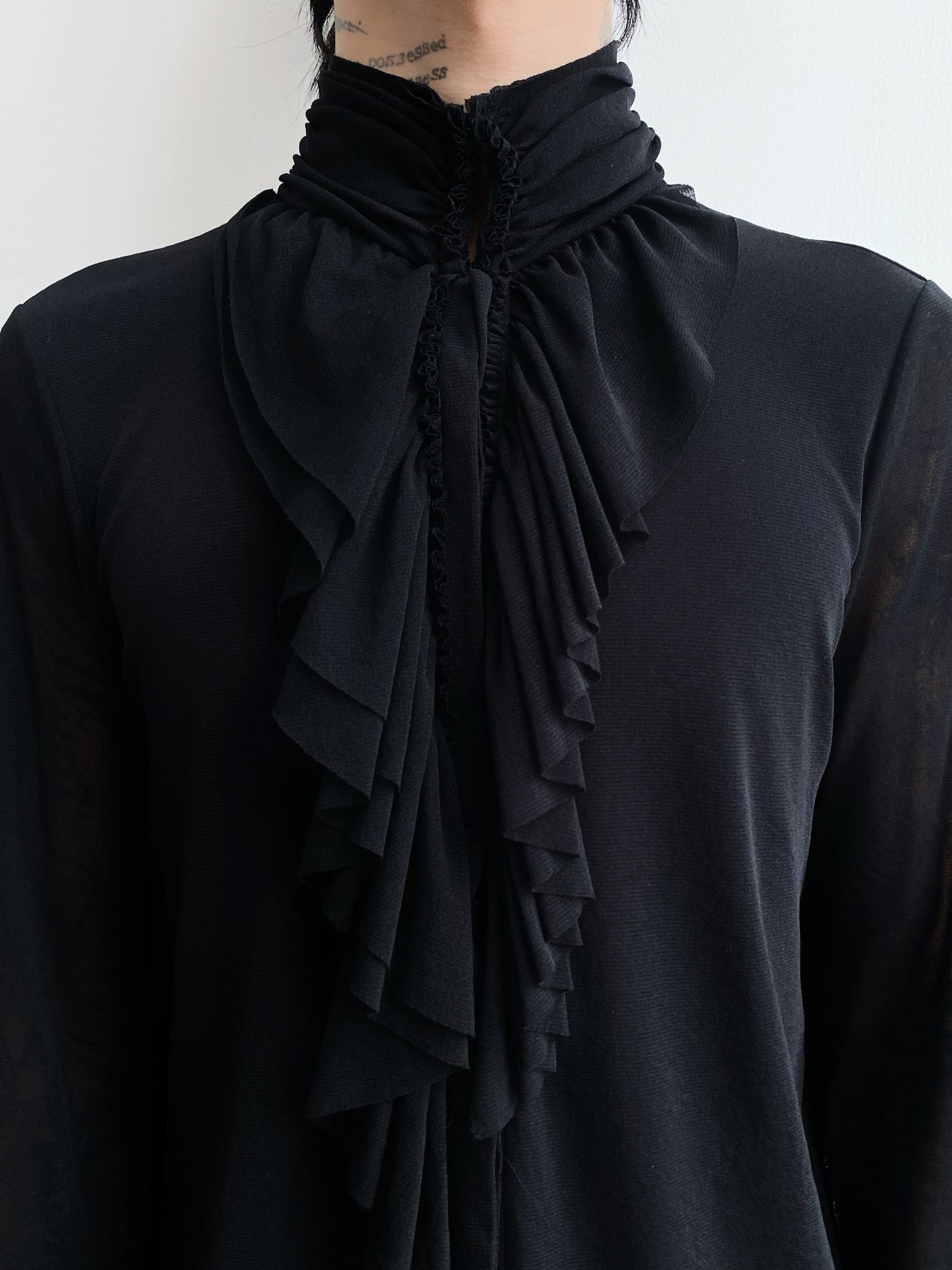 Vivienne Tam Sheer Ruffle Blouse.