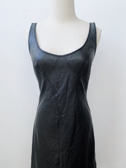 DIESEL LOGO LEATHER DRESS.