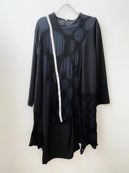 Gomme – Asymmetrical Polka Dots Patchwork Dress.