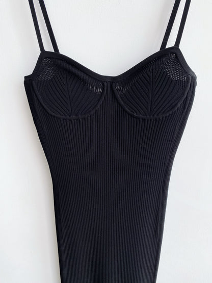 Helmut Lang ribbed knit bodycon dress.