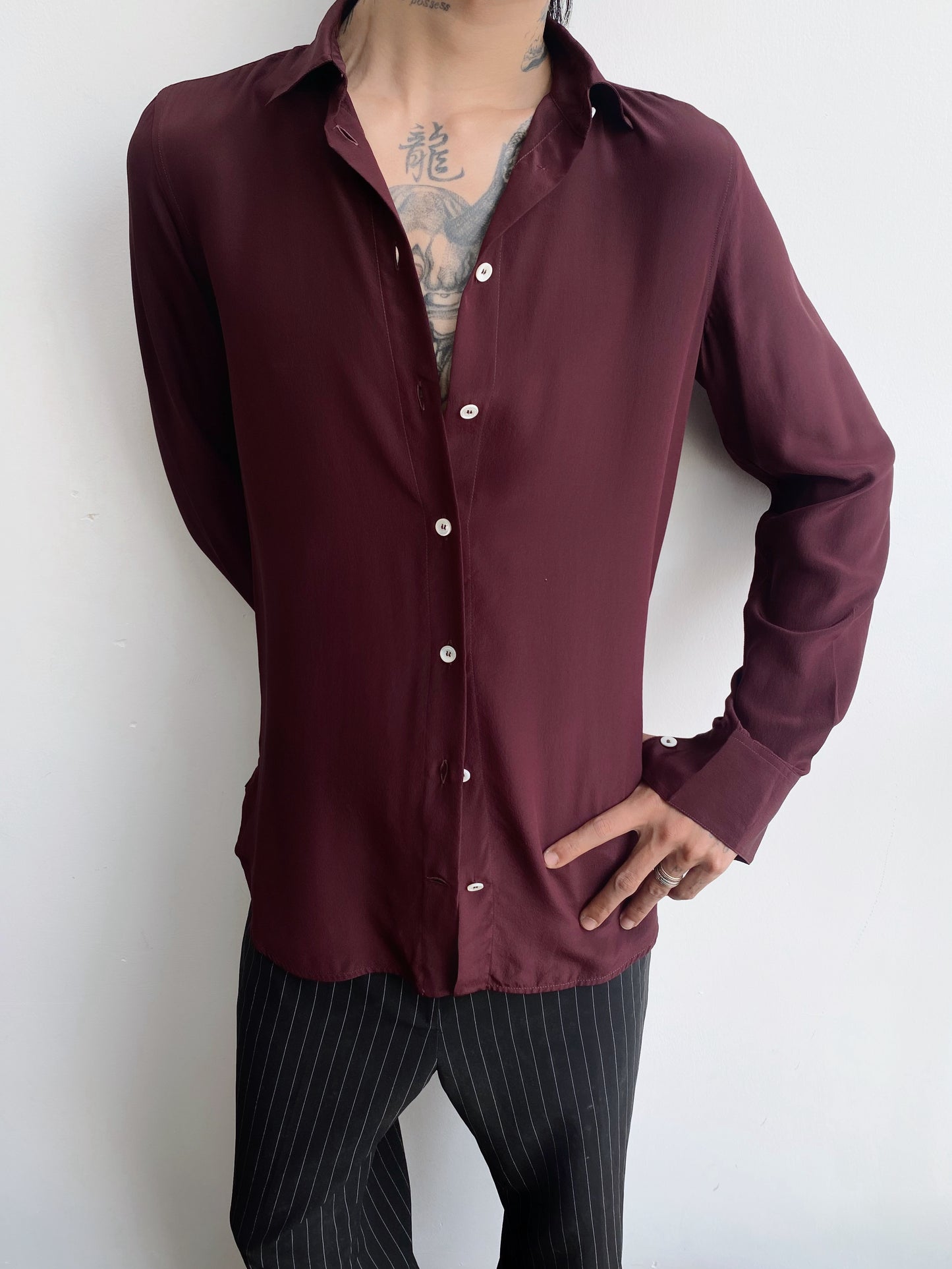 CELINE by Phoebe Philo – Mulberry Silk Shirt.